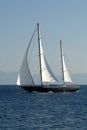 Yacht sailing in blue sea Royalty Free Stock Photo