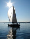 Yacht sailing on calm sea Royalty Free Stock Photo