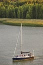 Yacht sailing on a finnish lake. Finland summer recreation