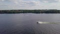 Yacht sailing on lake. Sailing boat. Yacht from drone. Yachting video. Yacht from above. Sailboat from drone. Sailing video.