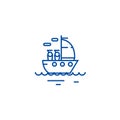 Yacht sailing line icon concept. Yacht sailing flat vector symbol, sign, outline illustration.
