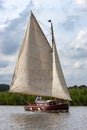 Yacht sailing on the Norfolk Broads - England Royalty Free Stock Photo