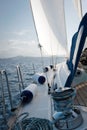 Yacht sailing on the sea near Sardinia, Italy Royalty Free Stock Photo