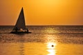 Yacht sailing at sunset Royalty Free Stock Photo