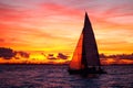 Yacht sailing at sunset Royalty Free Stock Photo