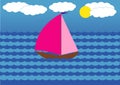 The yacht with scarlet sails floating on the sea Royalty Free Stock Photo