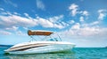 Yacht in the sea around the island Royalty Free Stock Photo