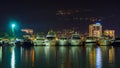 Yacht on the sea pier at night Royalty Free Stock Photo