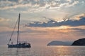 Yacht at sea at sunset. Yachting, luxury Sailing theme