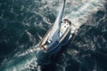 Yacht in the sea, top view from the mast. AI generative Royalty Free Stock Photo