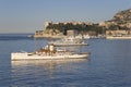 Yacht and seaside view of Monte-Carlo, the Principality of Monaco, Western Europe on the Mediterranean Sea