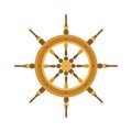 Yacht or sheep wheel rudder flat style vector illustration on white background