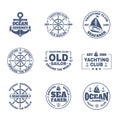 Yacht or ship, boat icons for nautical travel Royalty Free Stock Photo
