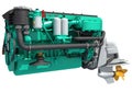 Yacht and Ship Engine 3D rendering Royalty Free Stock Photo