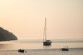 Yacht silhouette Sunrise time Turkey