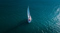 Yacht from the sky, sailboat in Valencia Royalty Free Stock Photo