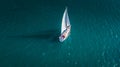 Yacht from the sky, sailboat in Valenciain Valencia, Spain Royalty Free Stock Photo