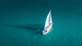 Yacht from the sky, sailboat in Valenciain Valencia, Spain Royalty Free Stock Photo