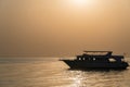 The yacht stands at the pier at dawn Royalty Free Stock Photo