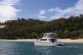 A yacht stops off at moreton island Royalty Free Stock Photo