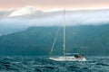 The yacht in a stormy ocean