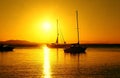 Yacht at Sunset in 1770 Royalty Free Stock Photo