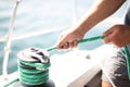 The Yacht tackle during the ocean voyage Royalty Free Stock Photo