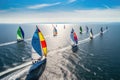 Sport sailing water boating wind regatta sailboat yacht blue sea ocean Royalty Free Stock Photo