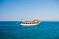 Yacht with tourists sailing on the sea, rest for all family, cruise on the islands