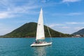 The yacht is under sail Royalty Free Stock Photo