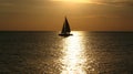 Yacht at sunset on the sea Royalty Free Stock Photo