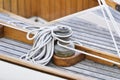 .Yacht winch with rope, chrome rope winch