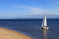 Yacht in Wyre Estuary at Fleetwood.