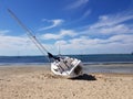 Yatch Yacht shipwrecked in the water on Rockingham Beach Western Australia