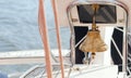 Yachting. Bell on sailing ship. Detail of a yacht boat. Royalty Free Stock Photo