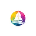 Yachting club or yacht sport team vector logo design. Royalty Free Stock Photo