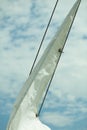 Yachting. Detail of sailing boat. Sail on a yacht. Royalty Free Stock Photo