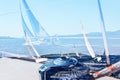 Yachting double exposure. Sailing in the wind through the waves, yachts at sailing regatta. Multi exposure Royalty Free Stock Photo