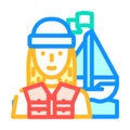 yachting female sport color icon vector illustration Royalty Free Stock Photo