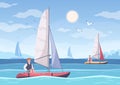 Yachting Hobby Cartoon Composition