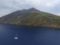 Yachting near volcano island in italy Royalty Free Stock Photo