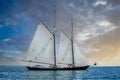 Vintage sailboat off the coast of America