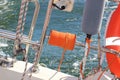 Yachting. Parts of yacht. Detail of a sailing boat Royalty Free Stock Photo