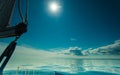 Yachting on sail boat during sunny weather Royalty Free Stock Photo