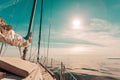 Yachting on sail boat during sunny weather Royalty Free Stock Photo