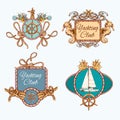 Yachting sketch emblems set