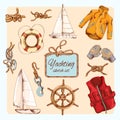 Yachting sketch set Royalty Free Stock Photo