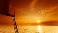 Yachting yacht sailboat in baltic sea at sunset sunrise. Royalty Free Stock Photo