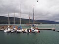 Yachts in Akureyri port in north Iceland