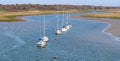 Yachts at anchor on the Solent Royalty Free Stock Photo
